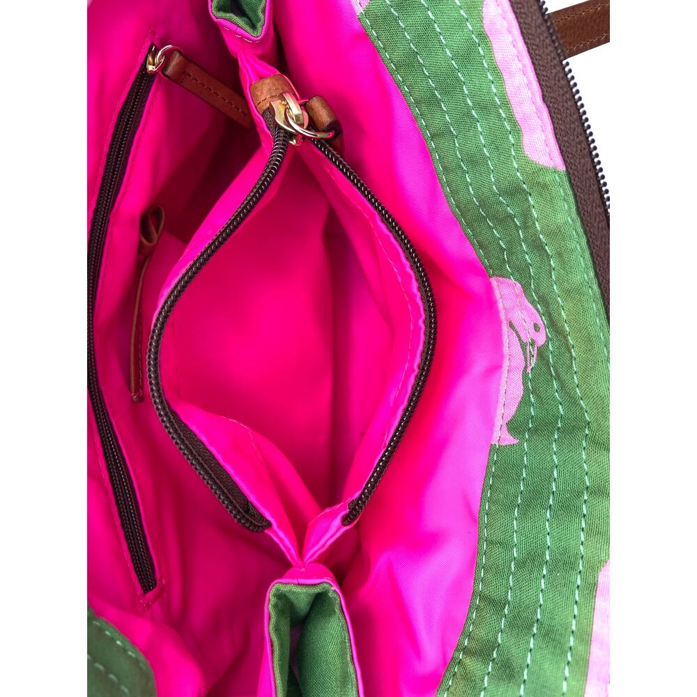 Vintage Dooney & Bourke Samantha Duck Canvas Tote Bag Green Pink Preppy Y2K READ - Picture 9 of 16